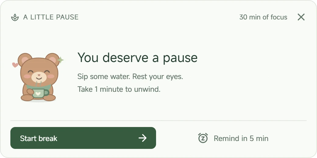 A desktop break reminder